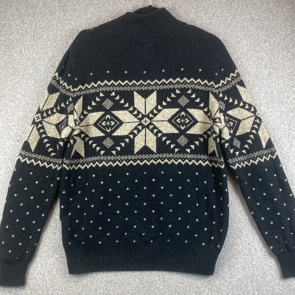 American Eagle fair isle sweater M quarter button Apres ski preppy casual unisex - Picture 7 of 8